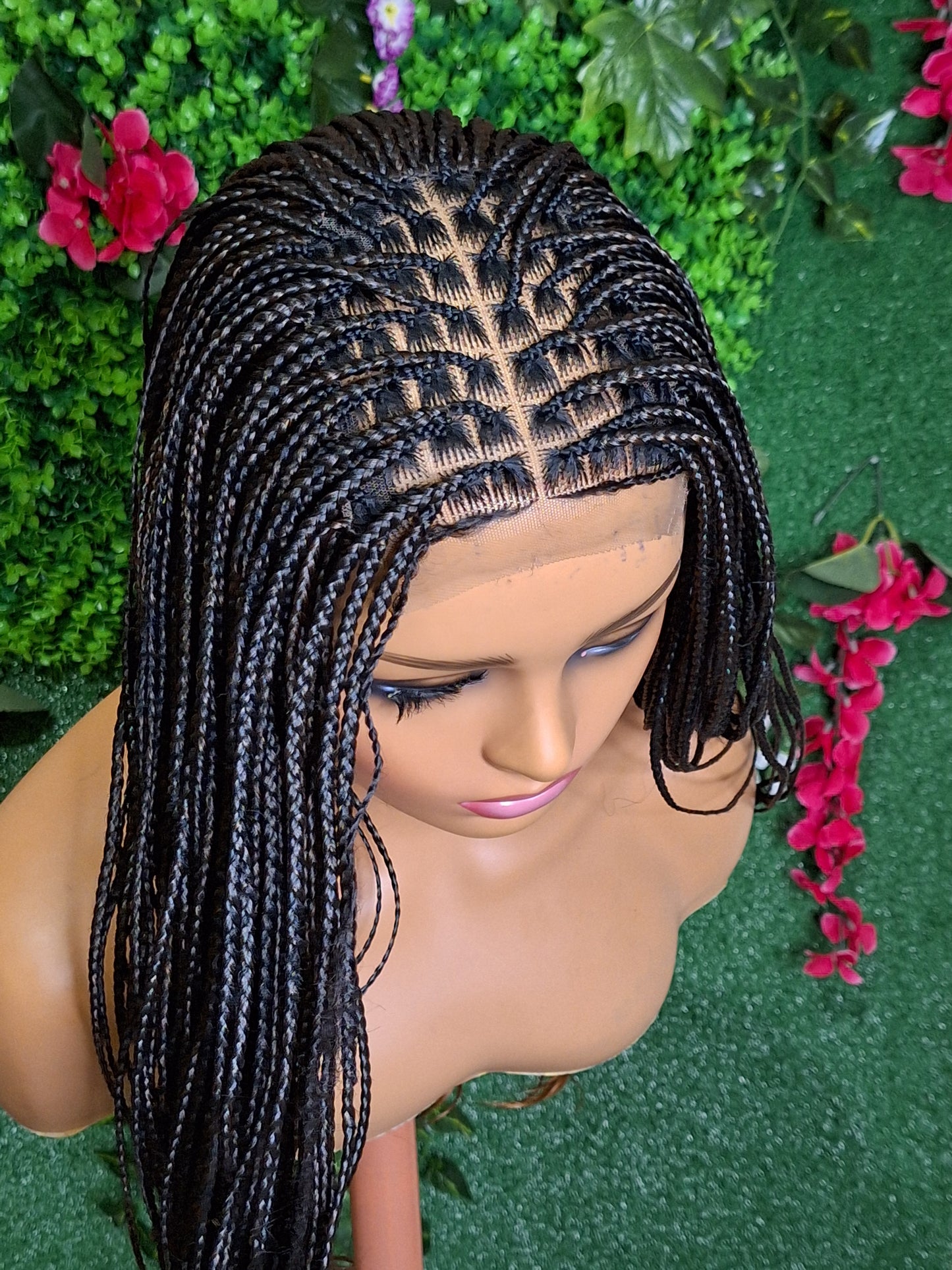French curls braided wig with 5x5 closure
