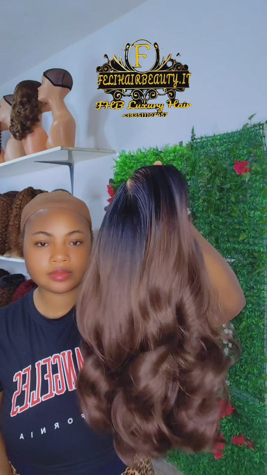 Blended hair bouncy,frontal wig #gluelesswig