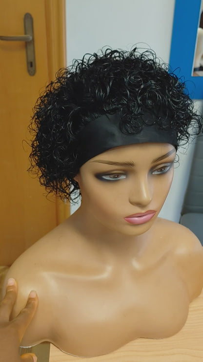 FHB Curly Human Hair Headband Wig