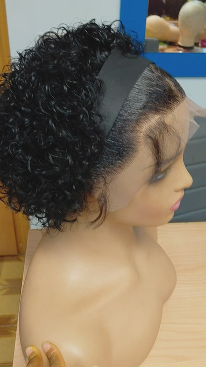 Fascia per parrucca FHB 2 in 1 con capelli umani ricci + parte frontale