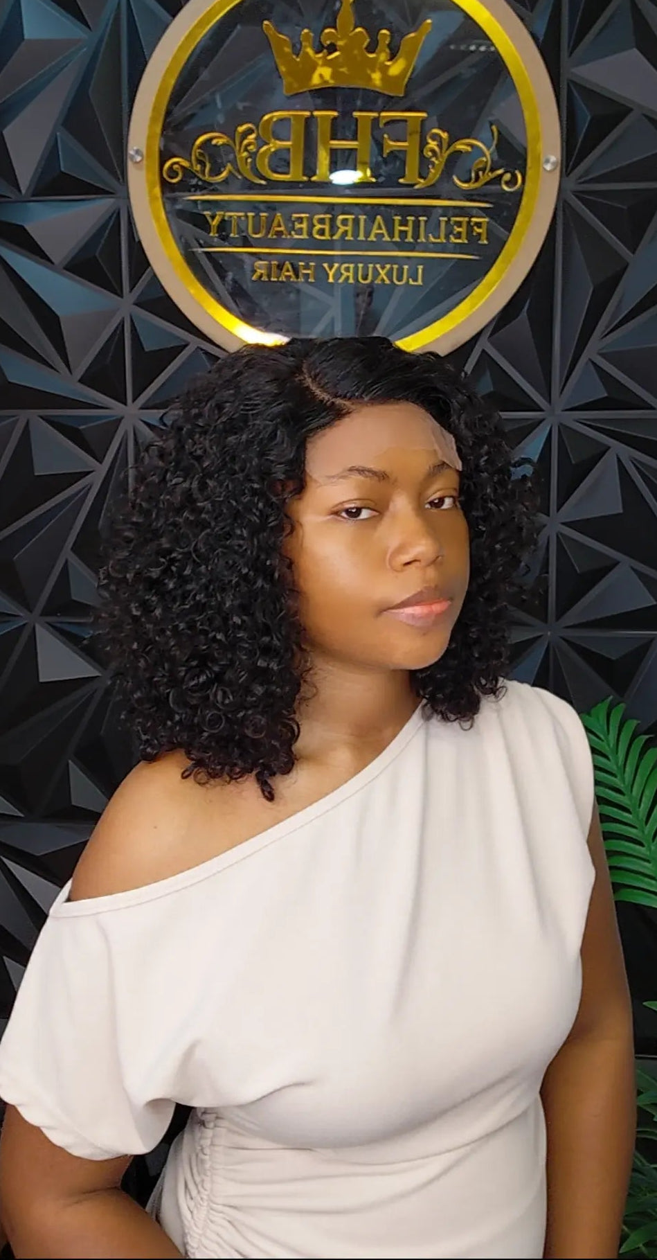 FHB Natural Black Pixie Curls Human Hair Wig