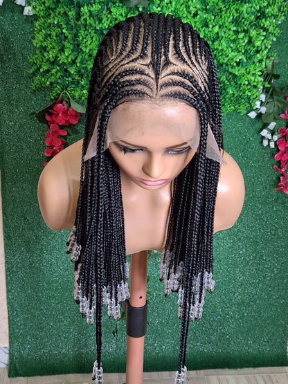 BW-001 - Cornrow Beaded Braided Wig