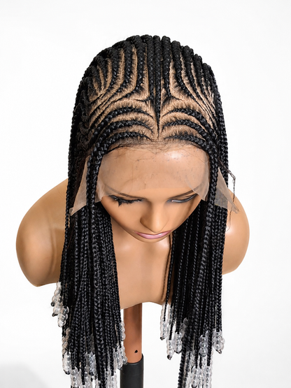 BW-001 - Cornrow Beaded Braided Wig