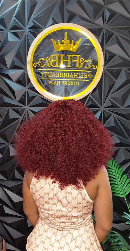 Burgundy Pixie Curls Human Hair Wig