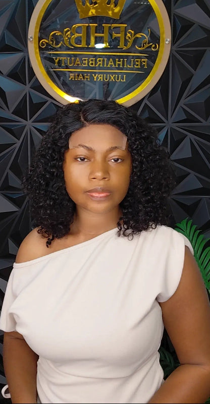 FHB Natural Black Pixie Curls Human Hair Wig