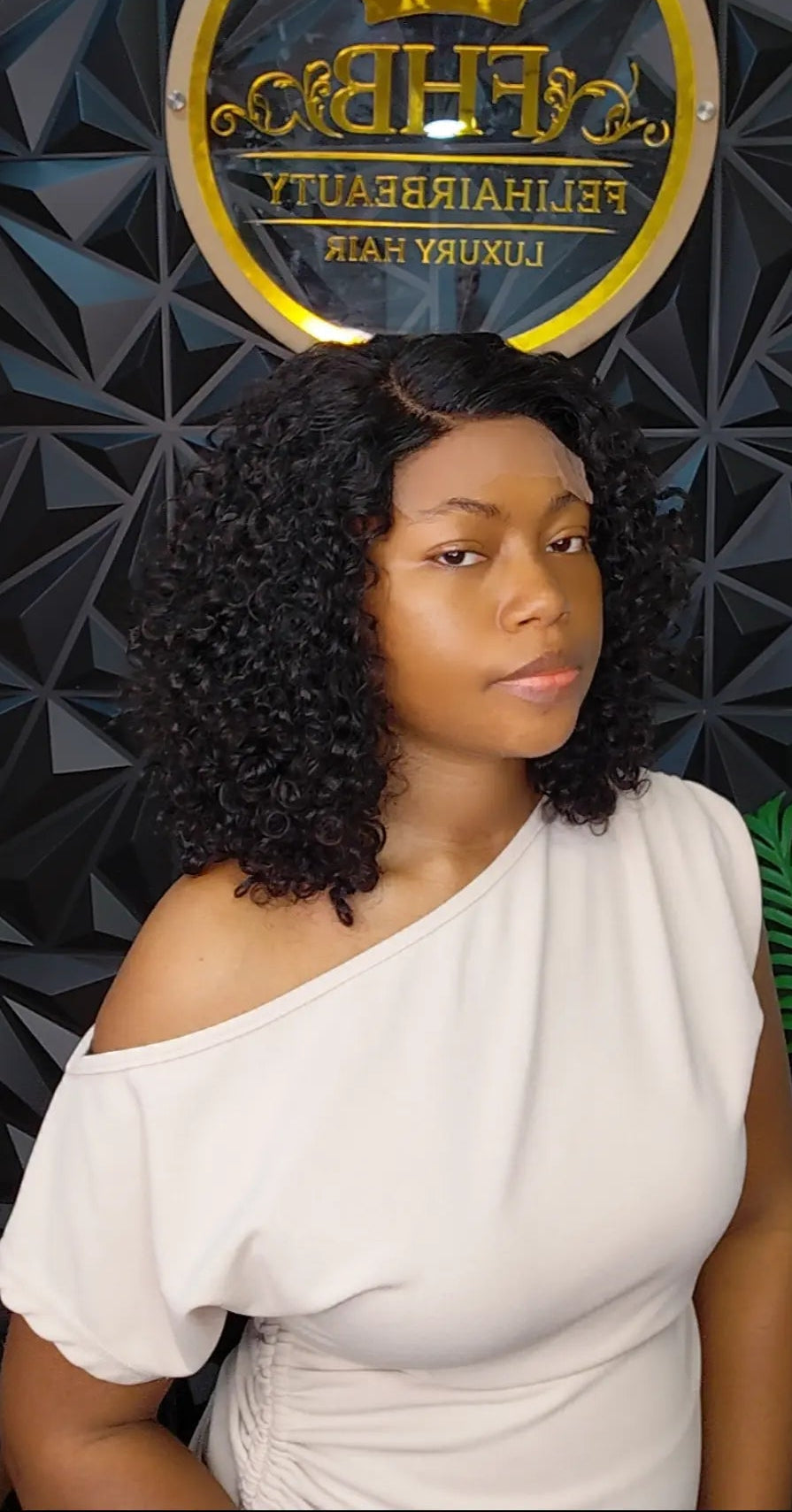 FHB Natural Black Pixie Curls Human Hair Wig