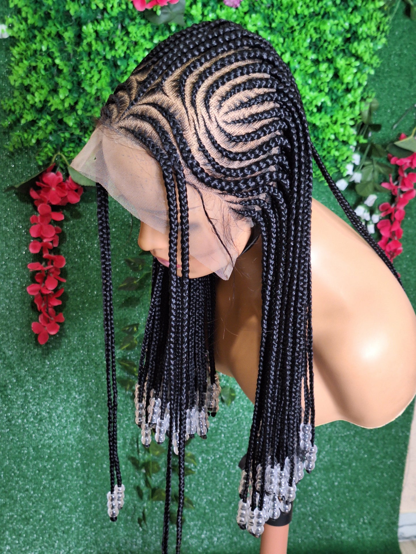 BW-001 - Cornrow Beaded Braided Wig