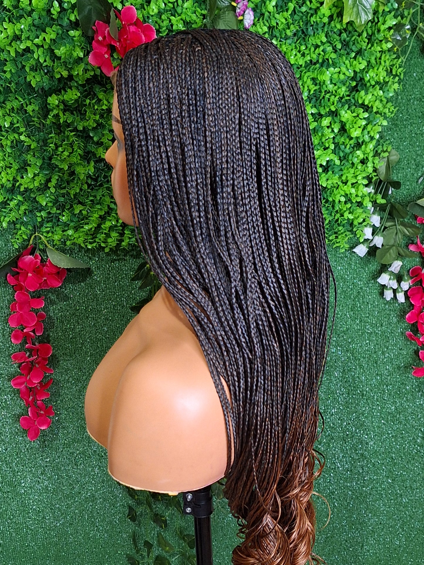 French curls braided wig with 5x5 closure
