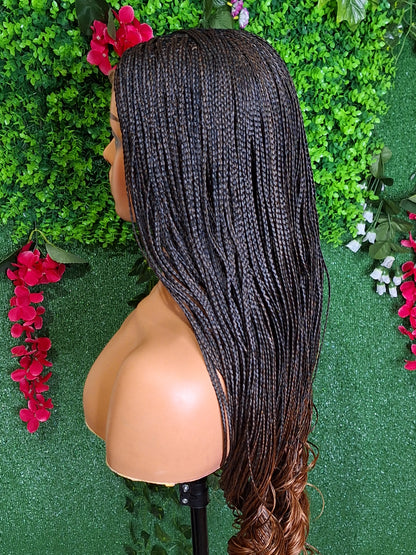 French curls braided wig with 5x5 closure