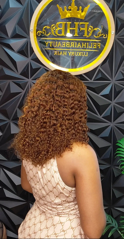 FHB Piano Color Pixie Curls Human Hair Wig