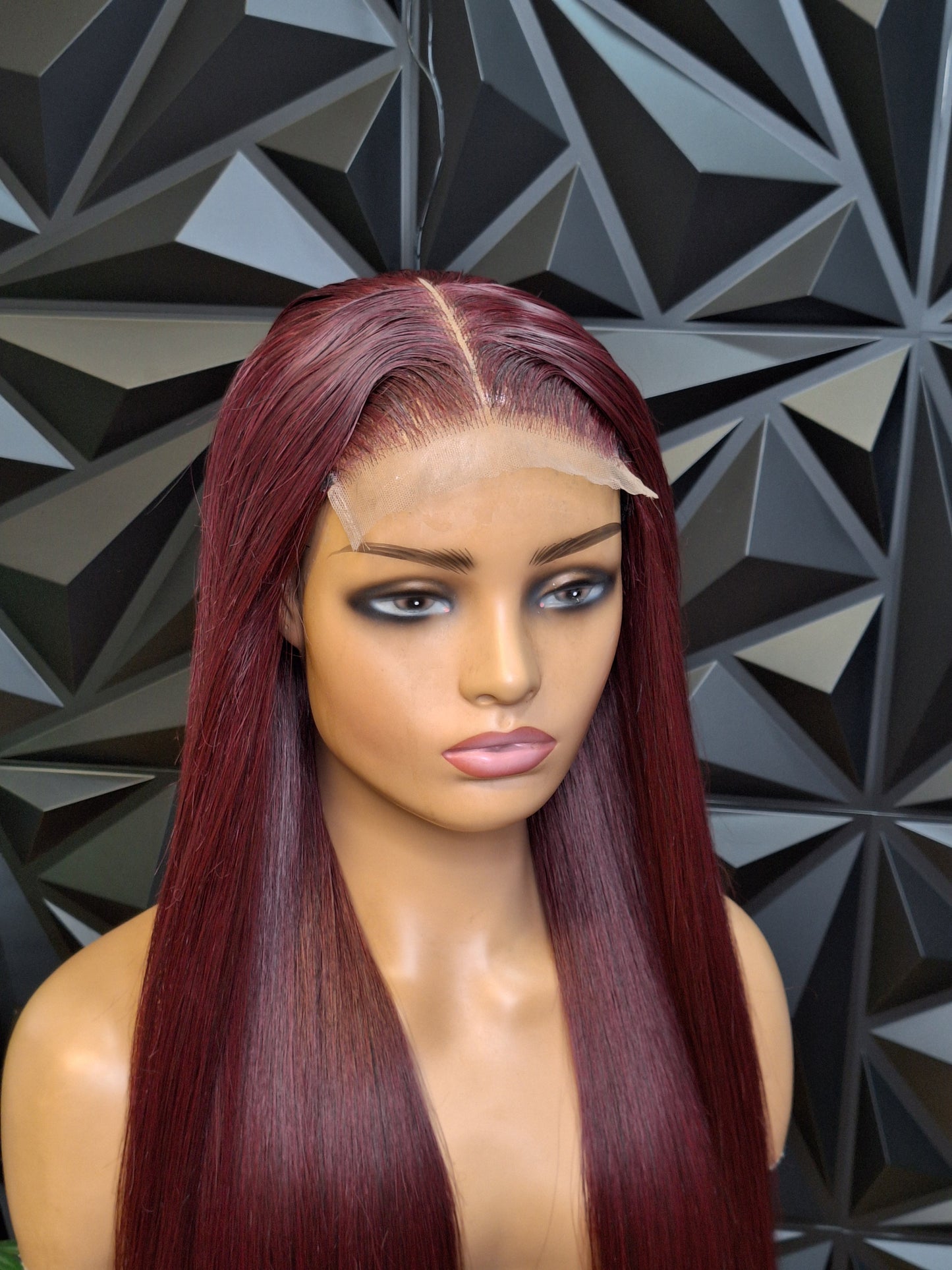 FHB Luxe Burgundy Silky Straight Wig