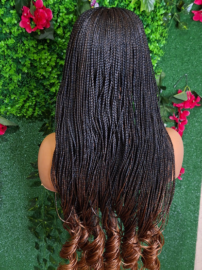 French curls braided wig with 5x5 closure