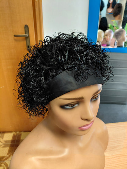 FHB Curly Human Hair Headband Wig