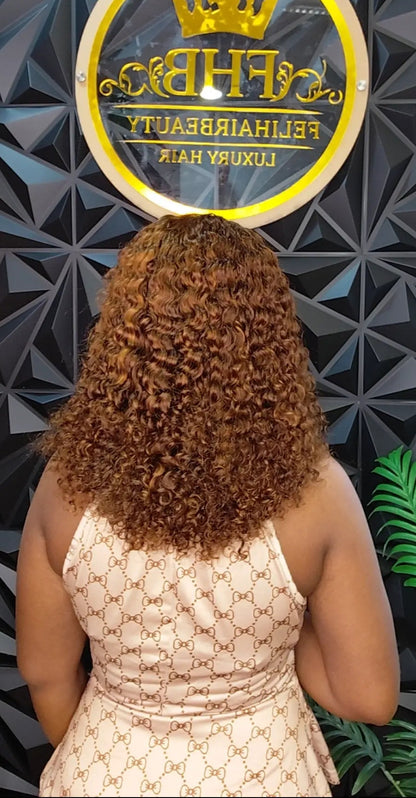 FHB Piano Color Pixie Curls Human Hair Wig
