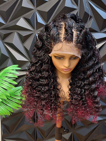 Queen Twist Curly Wig – Burgundy