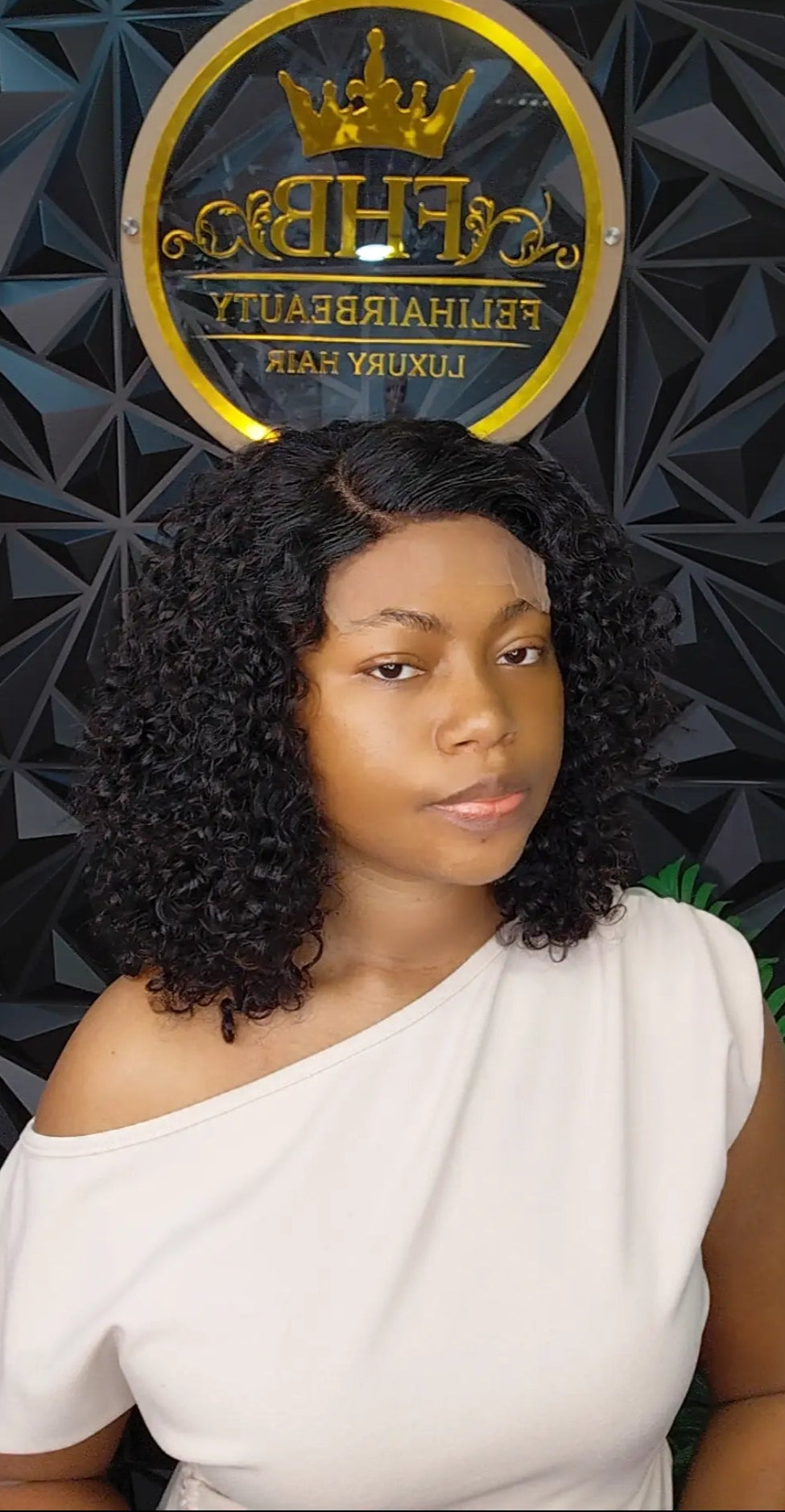FHB Natural Black Pixie Curls Human Hair Wig