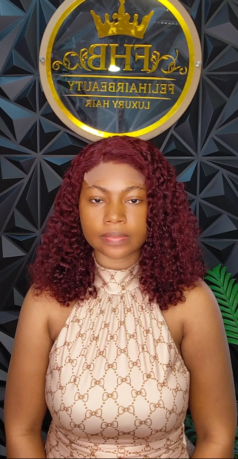FHB Burgundy Pixie Curls Human Hair Wig