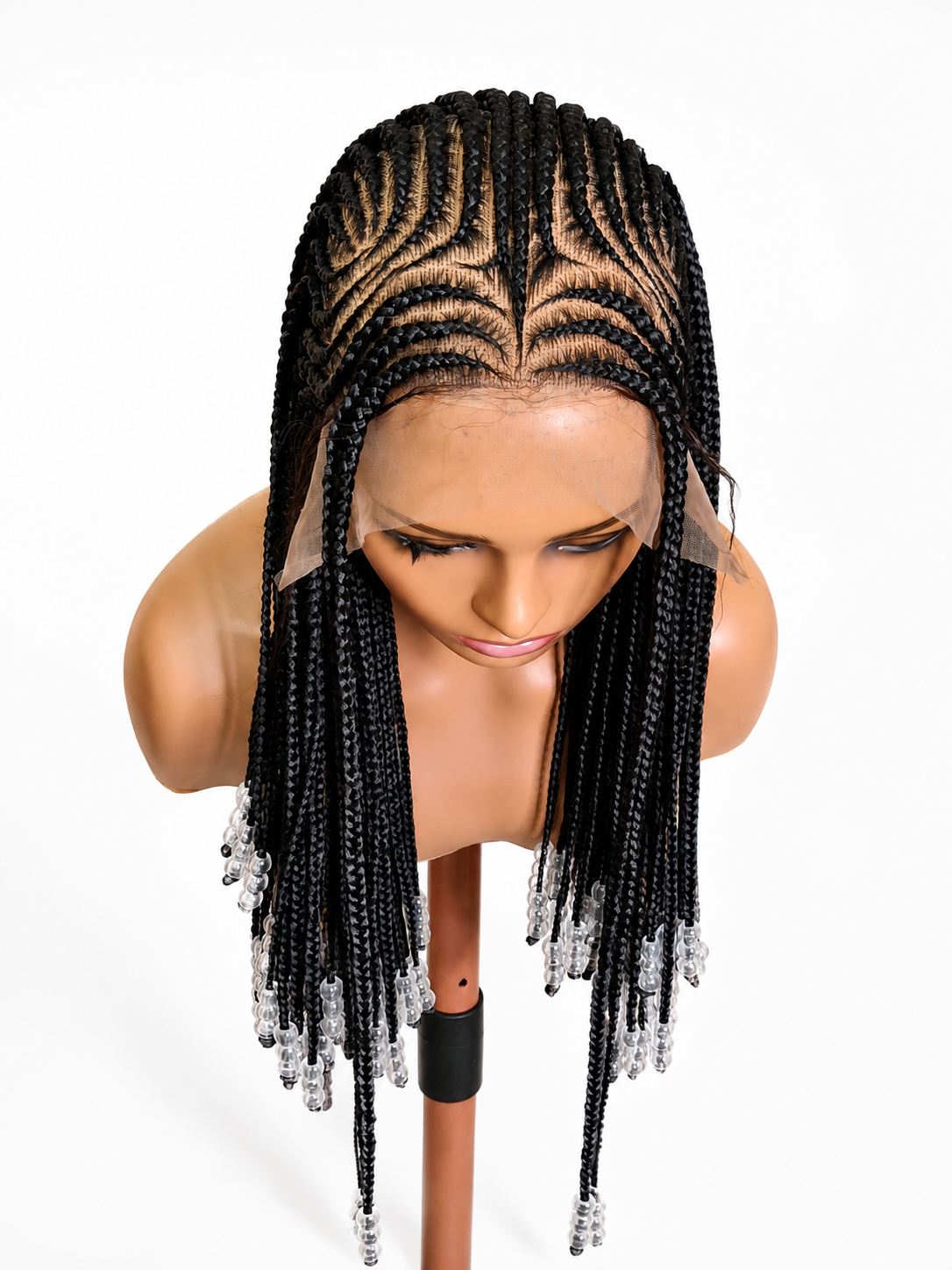 BW-001 - Cornrow Beaded Braided Wig