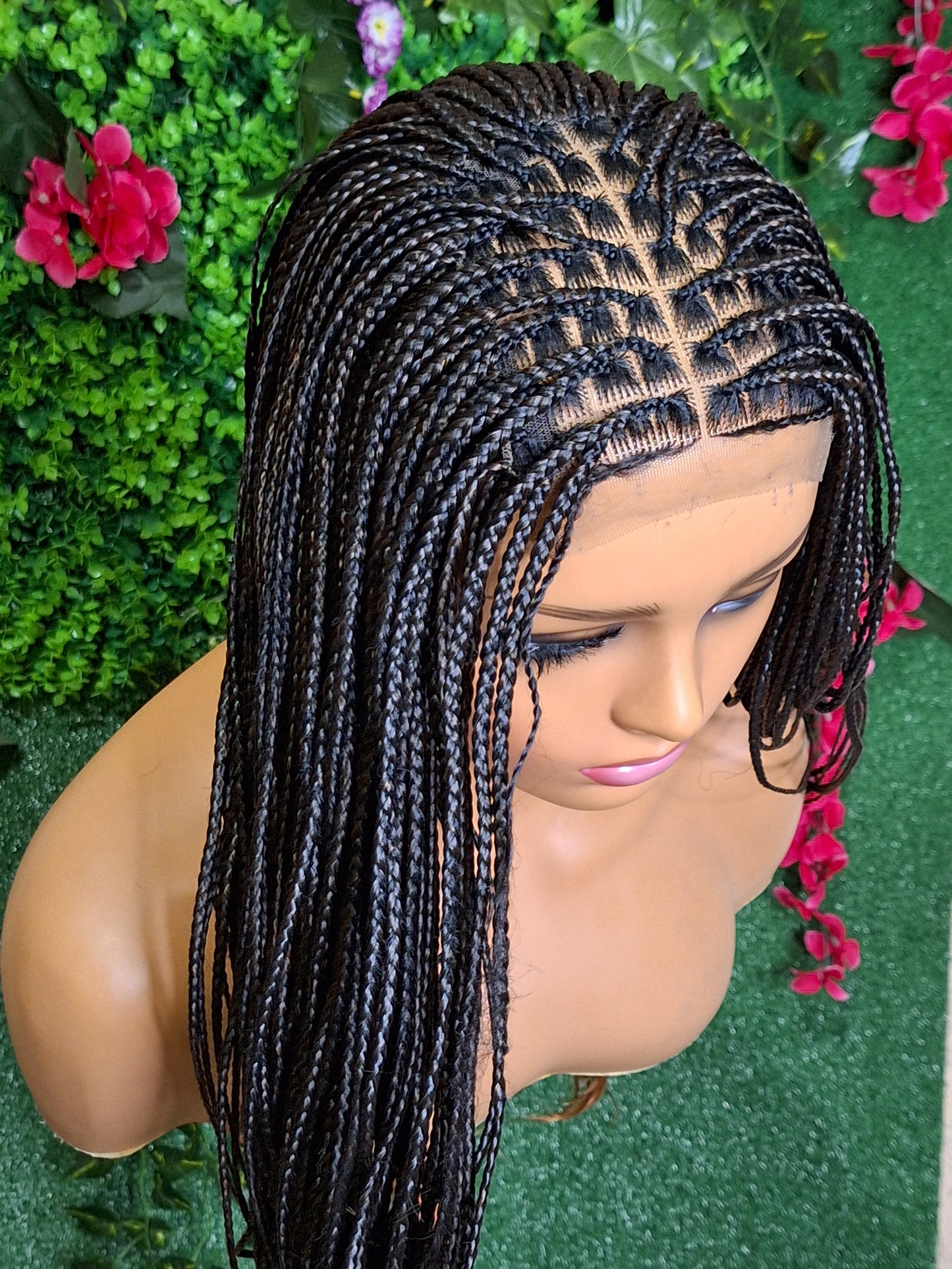 French curls braided wig with 5x5 closure