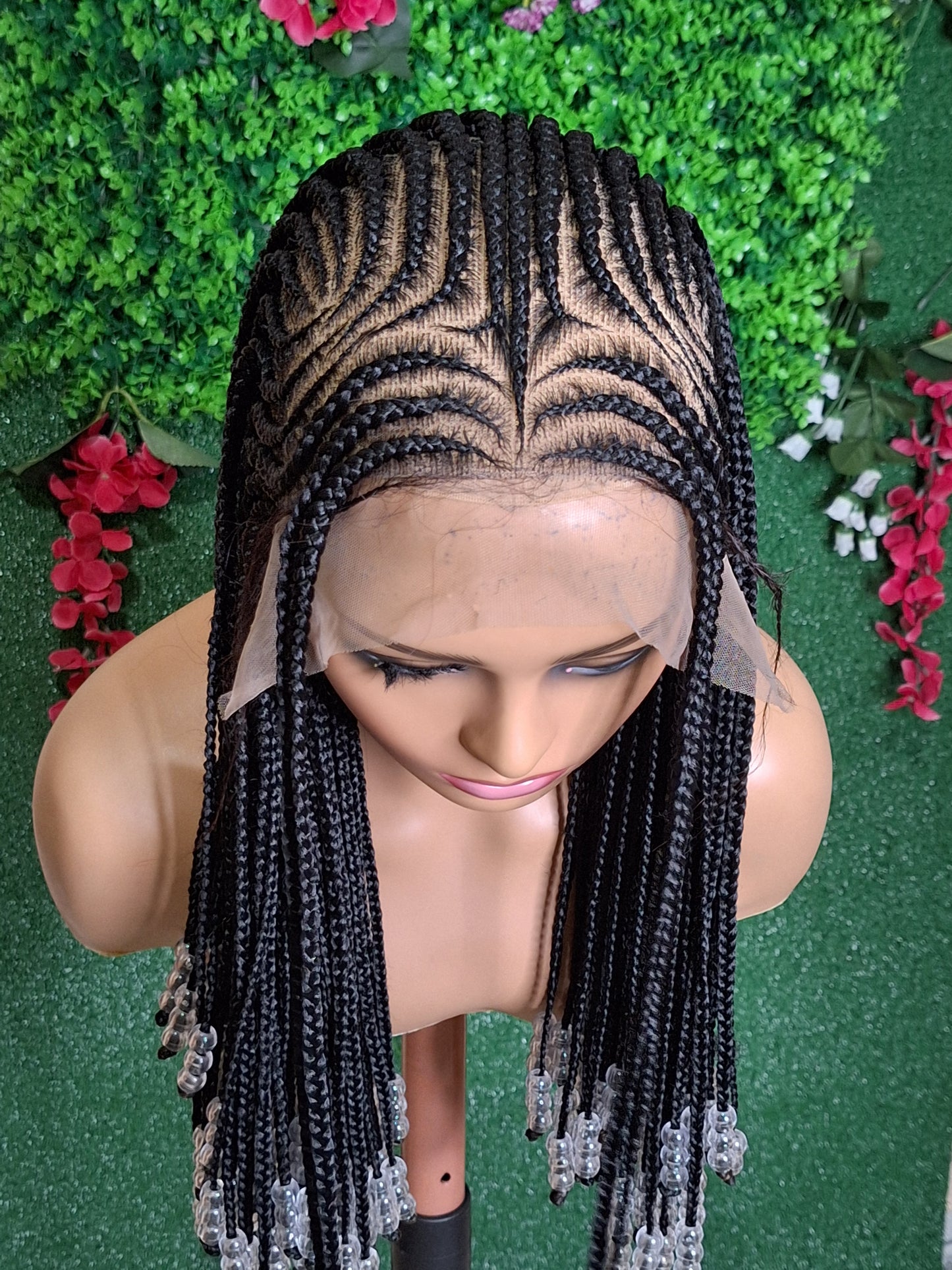 BW-001 - Cornrow Beaded Braided Wig