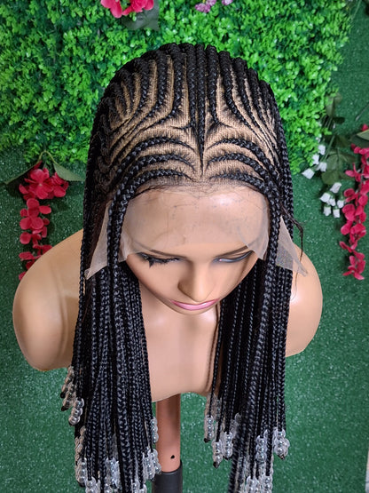 BW-001 - Cornrow Beaded Braided Wig