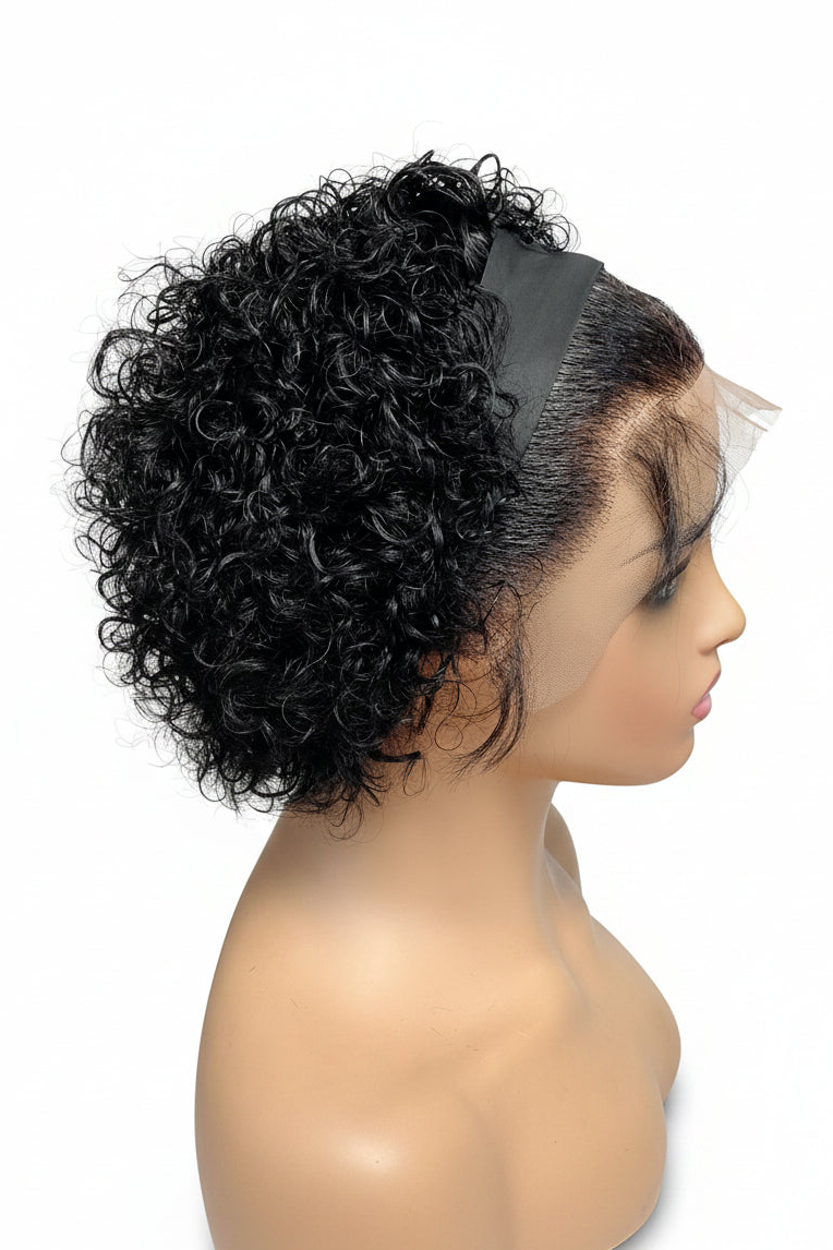 Fascia per parrucca FHB 2 in 1 con capelli umani ricci + parte frontale