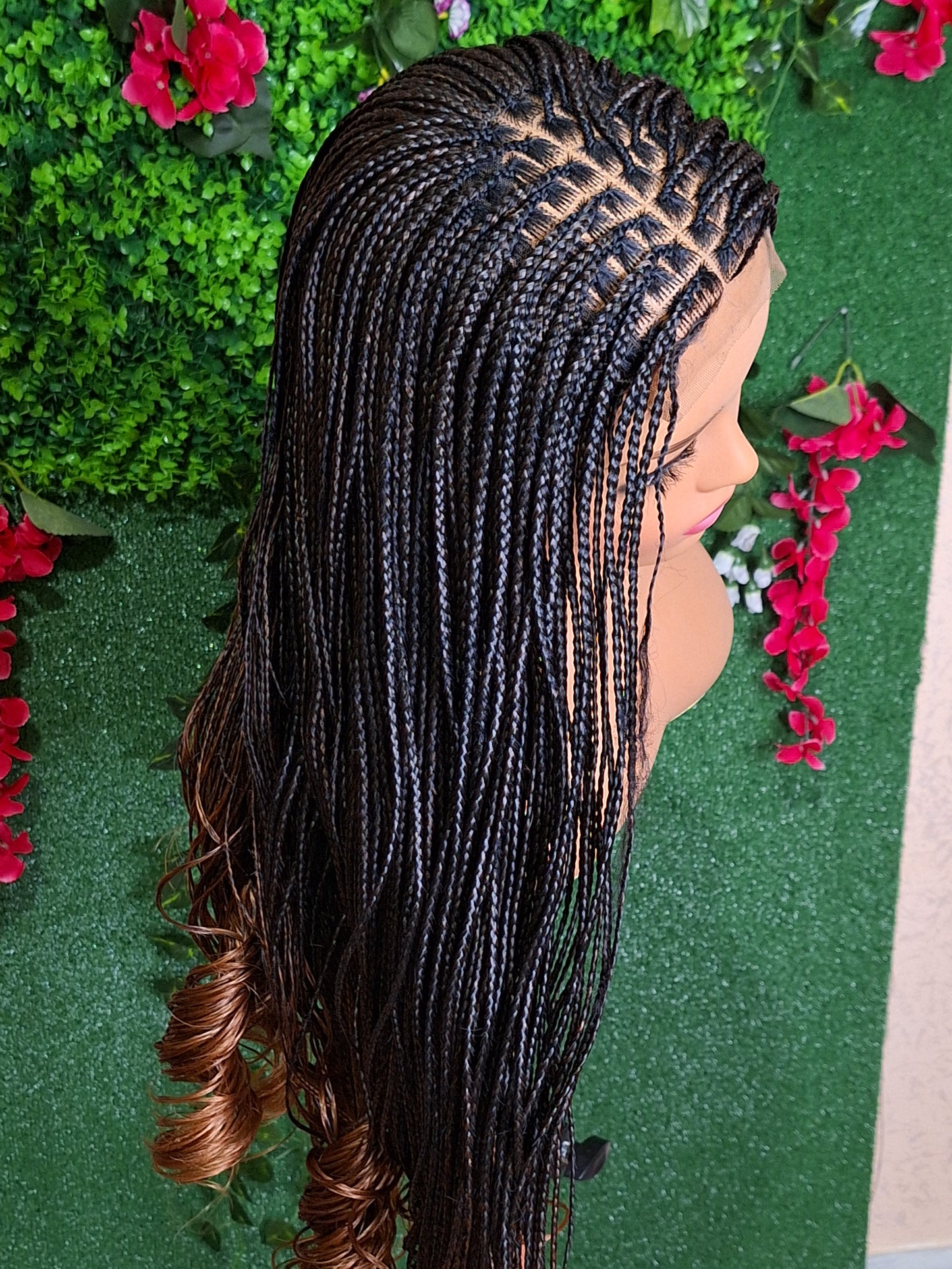 French curls braided wig with 5x5 closure