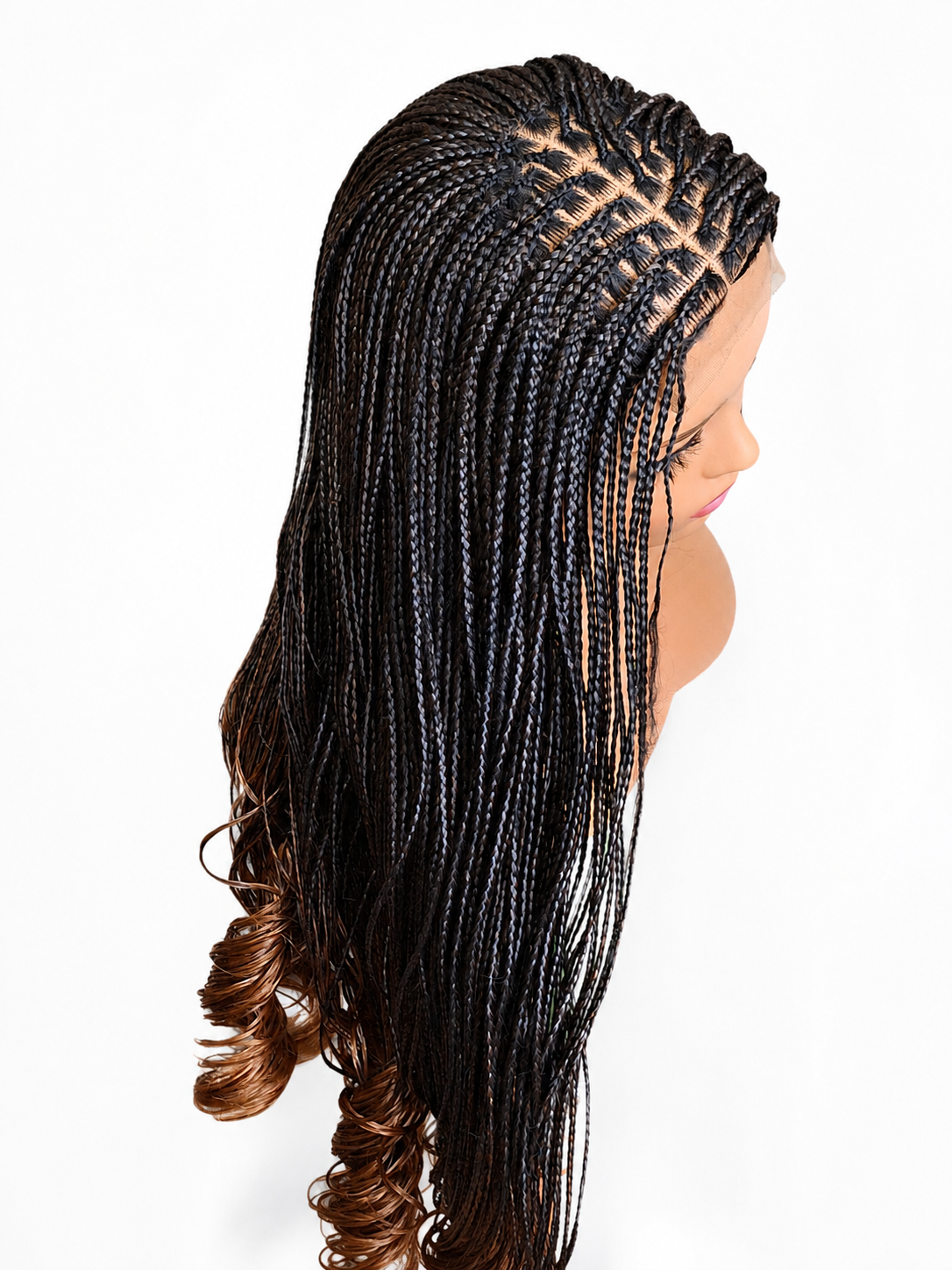 French curls braided wig with 5x5 closure
