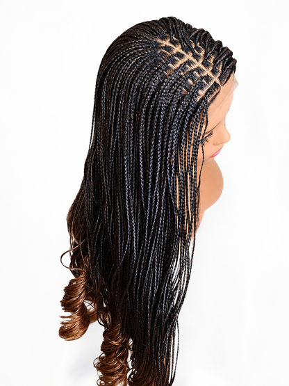 French curls braided wig with 5x5 closure
