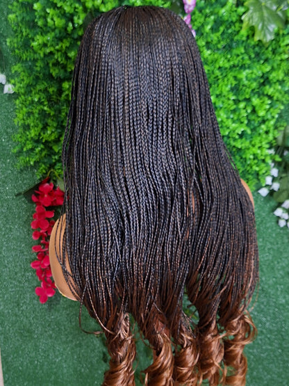 French curls braided wig with 5x5 closure